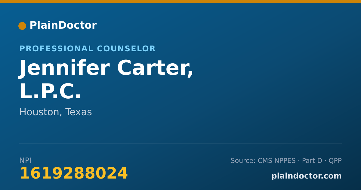 Shareable card for Jennifer Carter, L.P.C. - Mental Health Counselor, Houston, TX