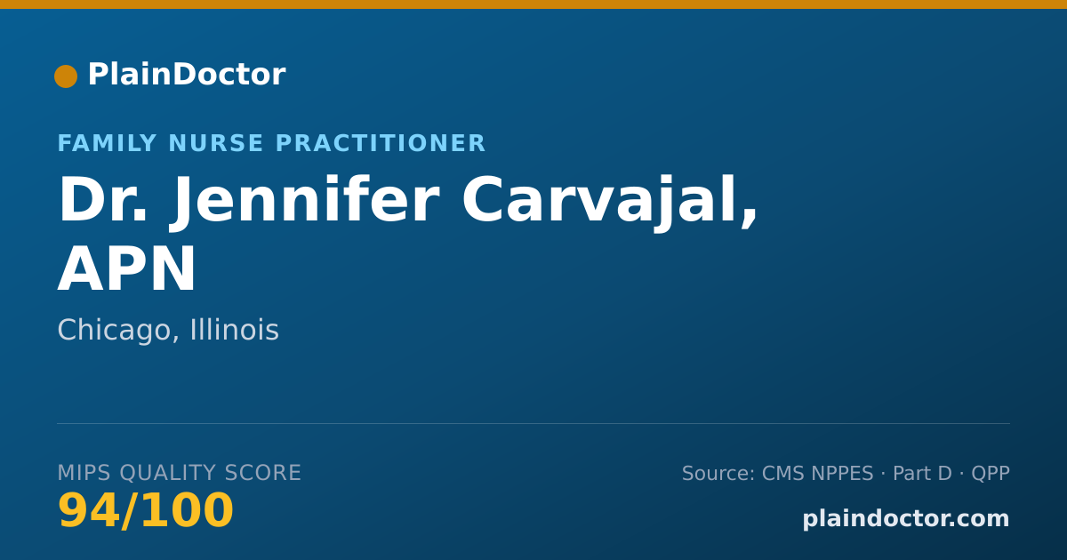 Shareable card for Jennifer Carvajal, APN - Family Nurse Practitioner, Chicago, IL