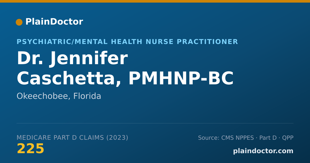 Shareable card for Jennifer Caschetta, PMHNP-BC - Psychiatric/Mental Health Nurse Practitioner, Okeechobee, FL