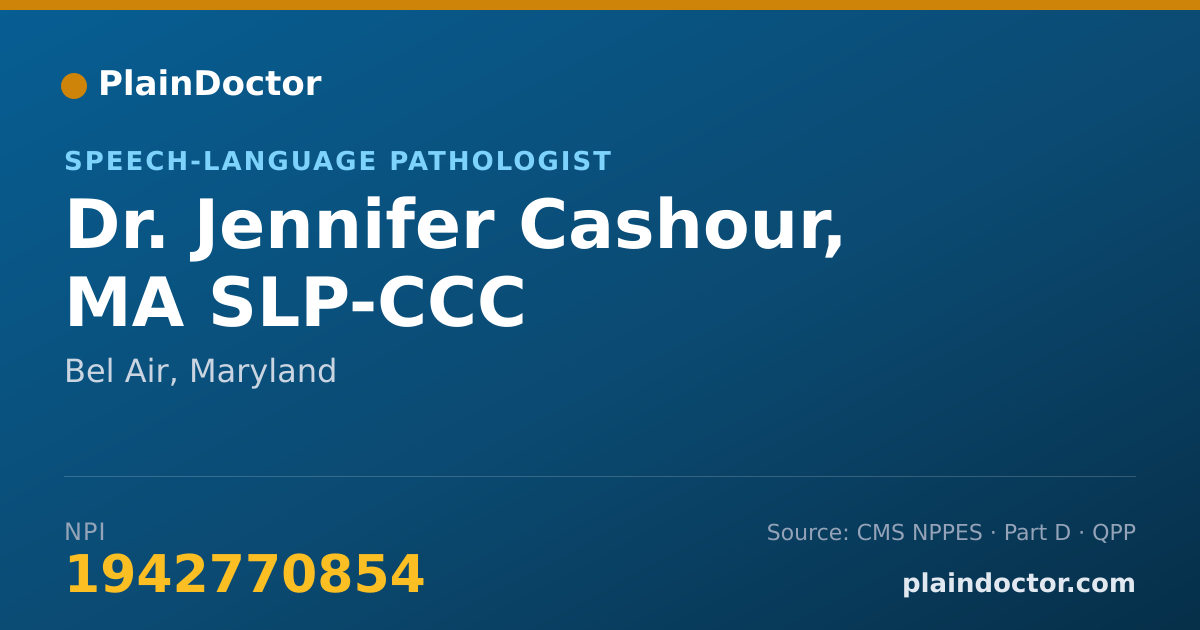 Shareable card for Jennifer Cashour, MA SLP-CCC - Speech-Language Pathologist, Bel Air, MD