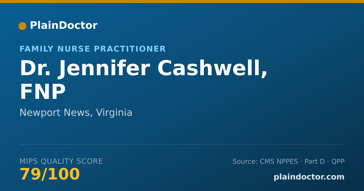 Shareable card for Jennifer Cashwell, FNP - Family Nurse Practitioner, Newport News, VA
