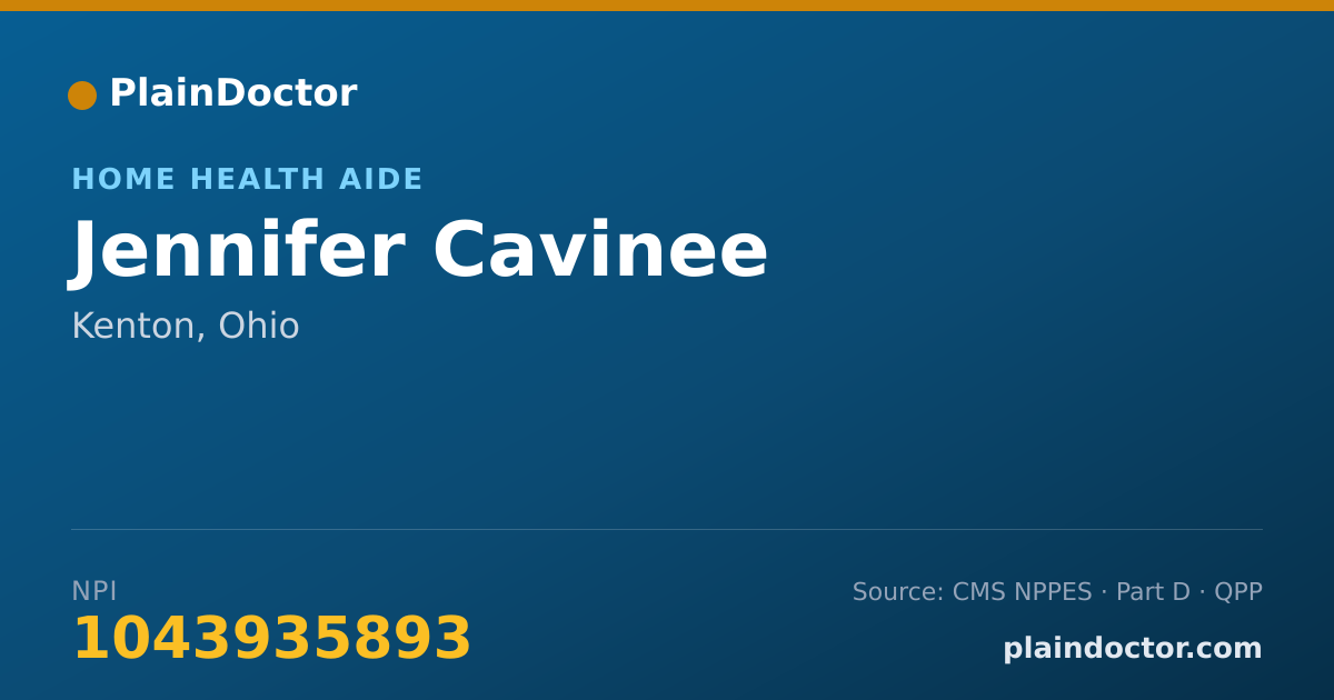 Shareable card for Jennifer Cavinee - Home Health Aide, Kenton, OH