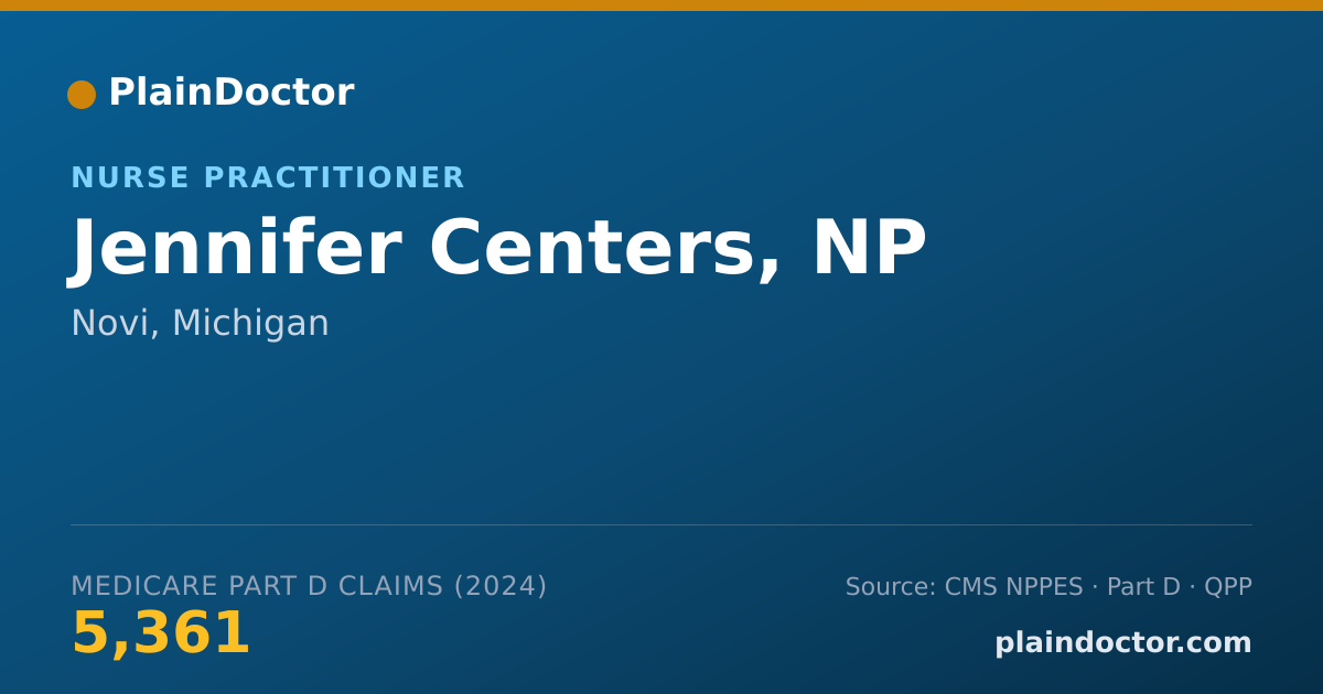 Shareable card for Jennifer Centers, NP - Nurse Practitioner, Novi, MI