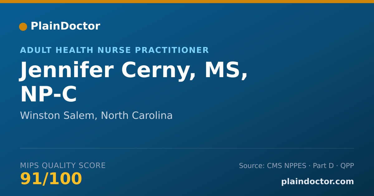 Shareable card for Jennifer Cerny, MS, NP-C - Adult Health Nurse Practitioner, Winston Salem, NC