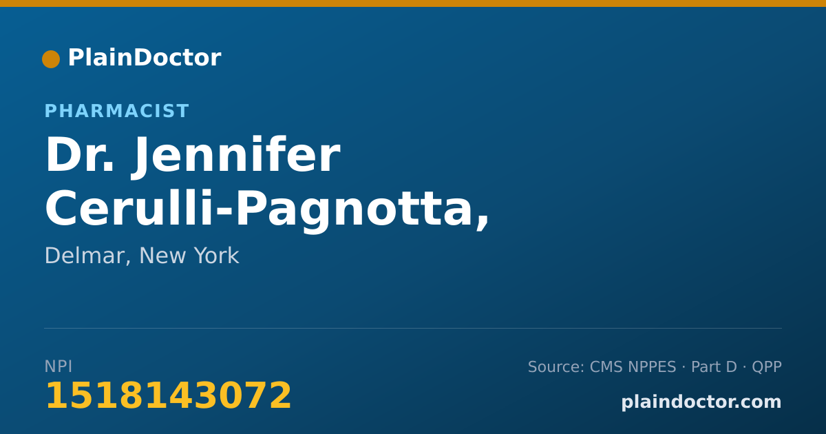 Shareable card for Jennifer Cerulli-Pagnotta, PHARM.D, RPH, AE-C - Pharmacist, Delmar, NY
