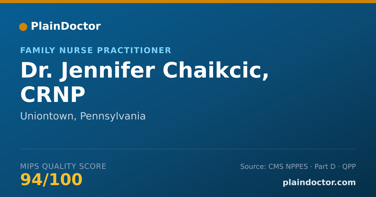 Shareable card for Jennifer Chaikcic, CRNP - Family Nurse Practitioner, Uniontown, PA