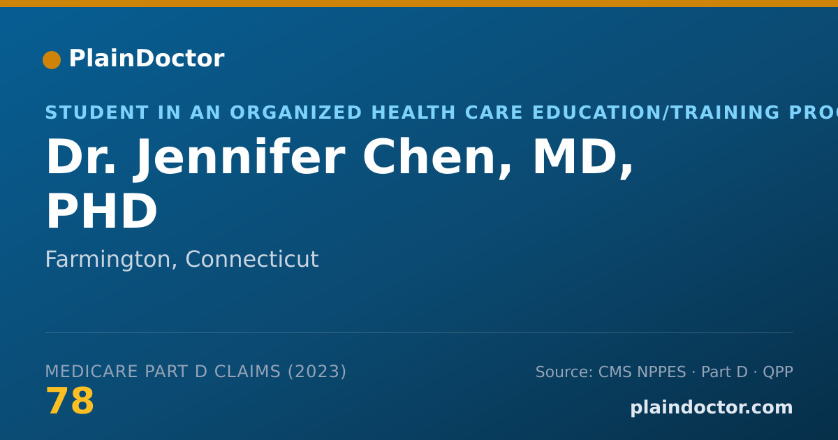 Shareable card for Jennifer Chen, MD, PHD - Student in an Organized Health Care Education/Training Program, Farmington, CT
