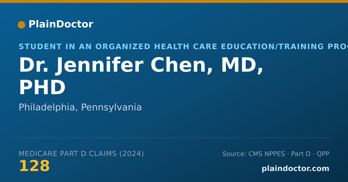 Shareable card for Jennifer Chen, MD, PHD - Student in an Organized Health Care Education/Training Program, Philadelphia, PA