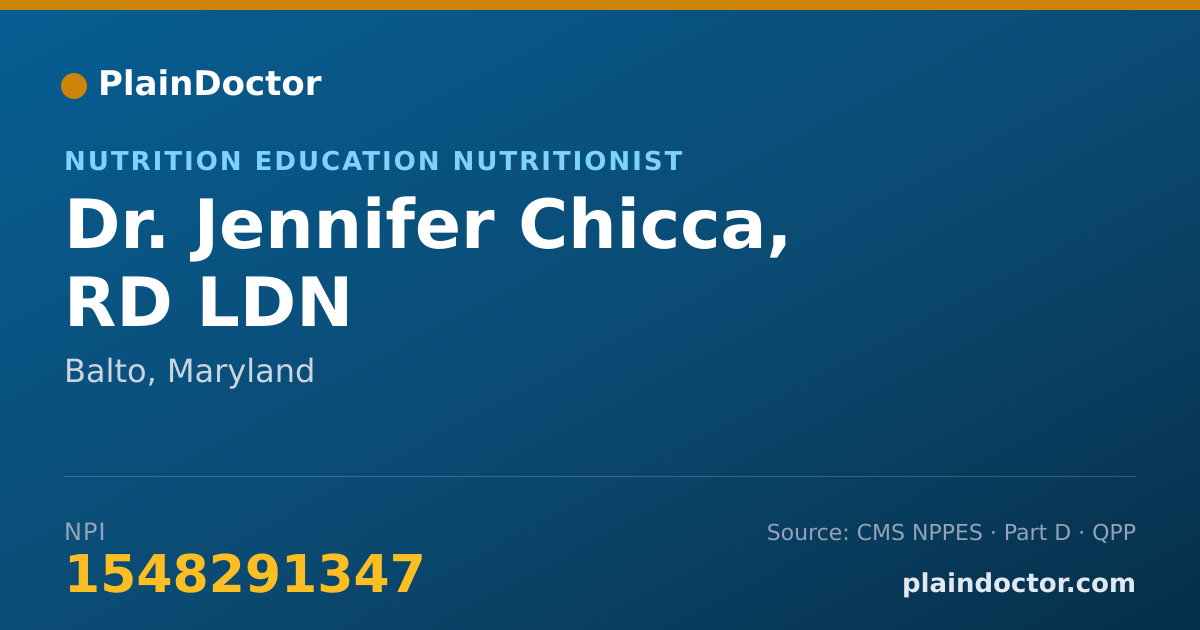 Shareable card for Jennifer Chicca, RD LDN - Nutrition Education Nutritionist, Balto, MD