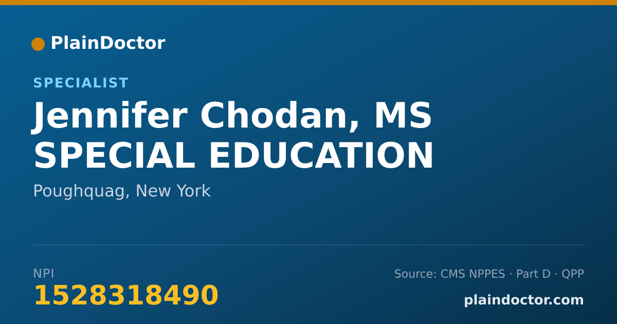 Shareable card for Jennifer Chodan, MS SPECIAL EDUCATION - Specialist, Poughquag, NY