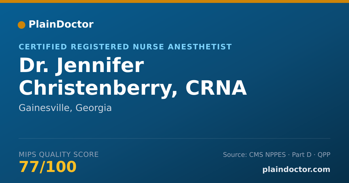 Shareable card for Jennifer Christenberry, CRNA - Certified Registered Nurse Anesthetist, Gainesville, GA