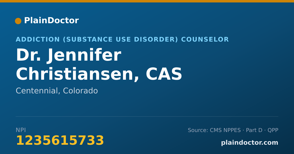 Shareable card for Jennifer Christiansen, CAS - Addiction (Substance Use Disorder) Counselor, Centennial, CO