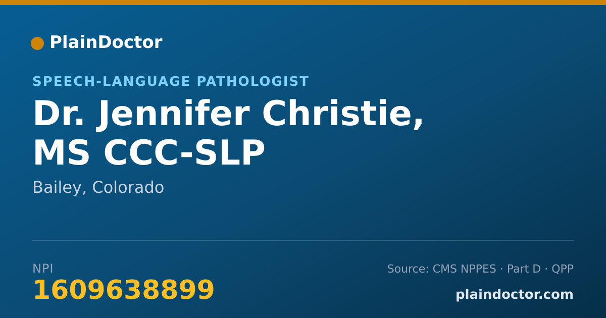 Shareable card for Jennifer Christie, MS CCC-SLP - Speech-Language Pathologist, Bailey, CO