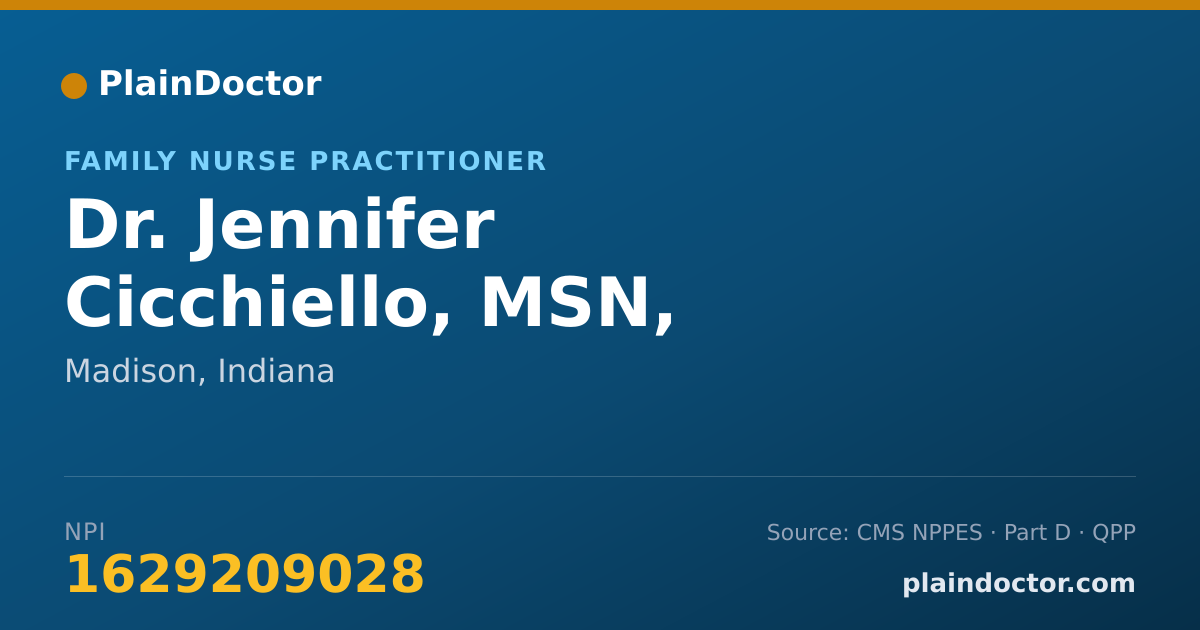 Shareable card for Jennifer Cicchiello, MSN, FNP-BC - Family Nurse Practitioner, Madison, IN