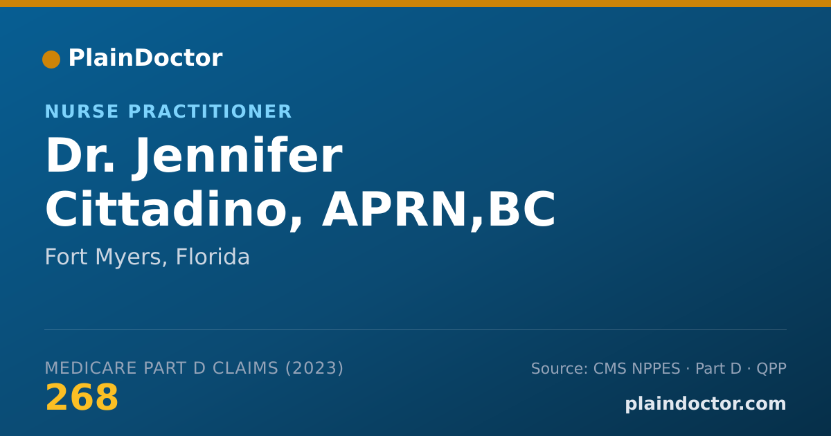 Shareable card for Jennifer Cittadino, APRN,BC - Nurse Practitioner, Fort Myers, FL