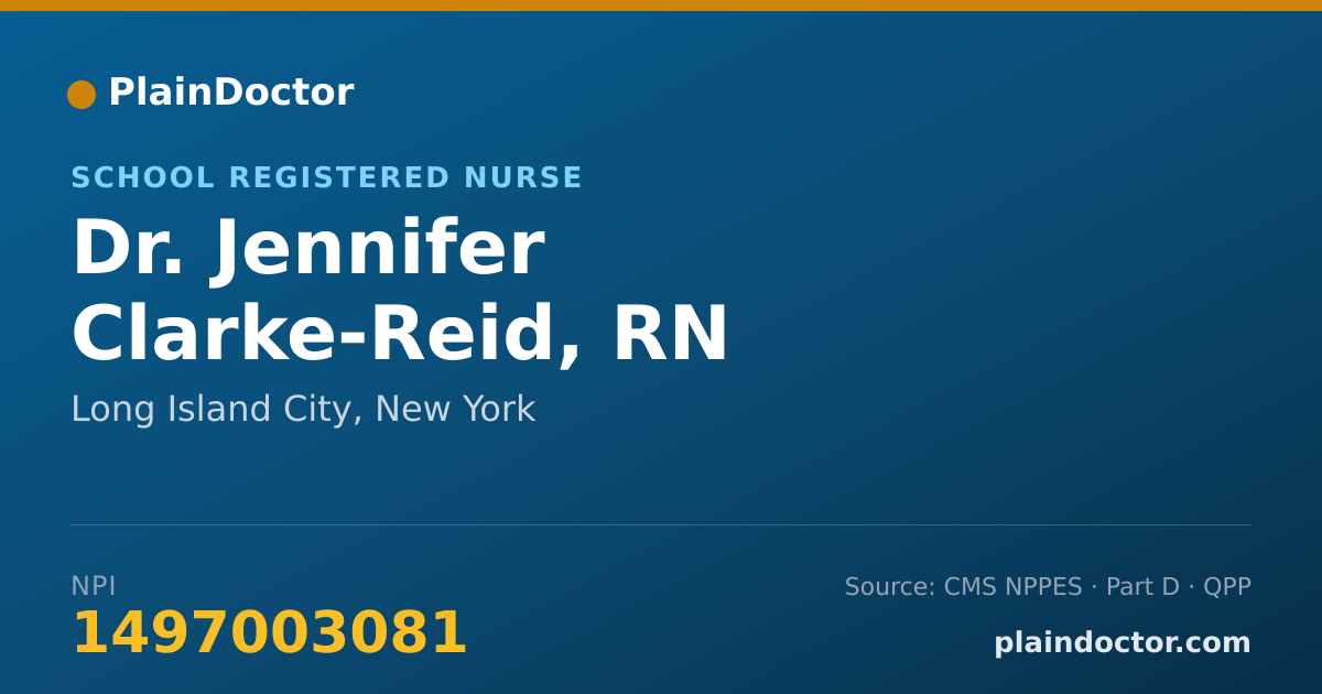 Shareable card for Jennifer Clarke-Reid, RN - School Registered Nurse, Long Island City, NY