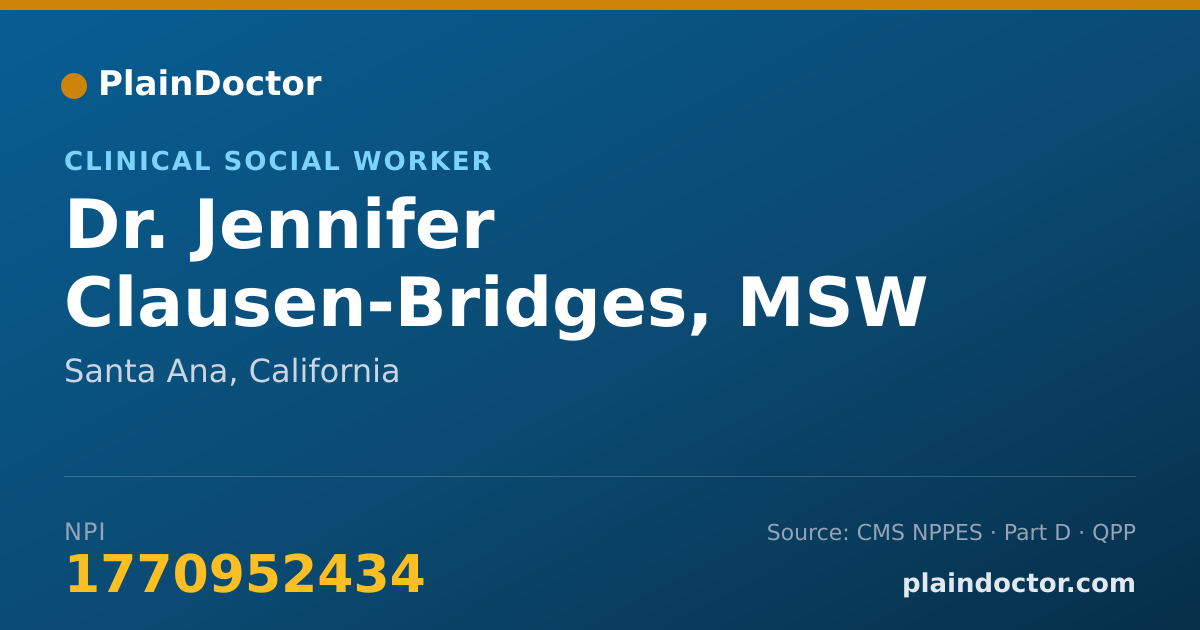 Shareable card for Jennifer Clausen-Bridges, MSW - Clinical Social Worker, Santa Ana, CA