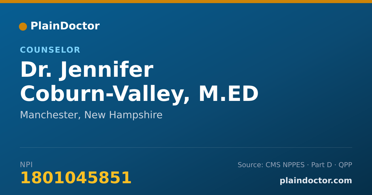 Shareable card for Jennifer Coburn-Valley, M.ED - Counselor, Manchester, NH