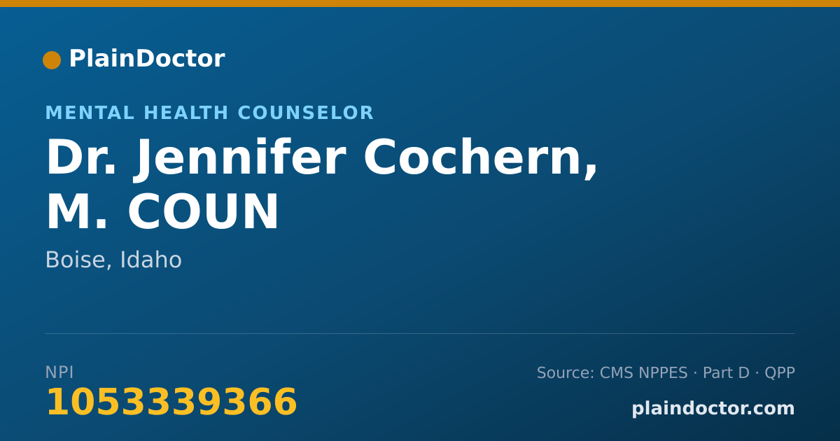 Shareable card for Jennifer Cochern, M. COUN - Mental Health Counselor, Boise, ID