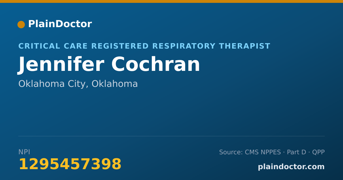 Shareable card for Jennifer Cochran - Critical Care Registered Respiratory Therapist, Oklahoma City, OK