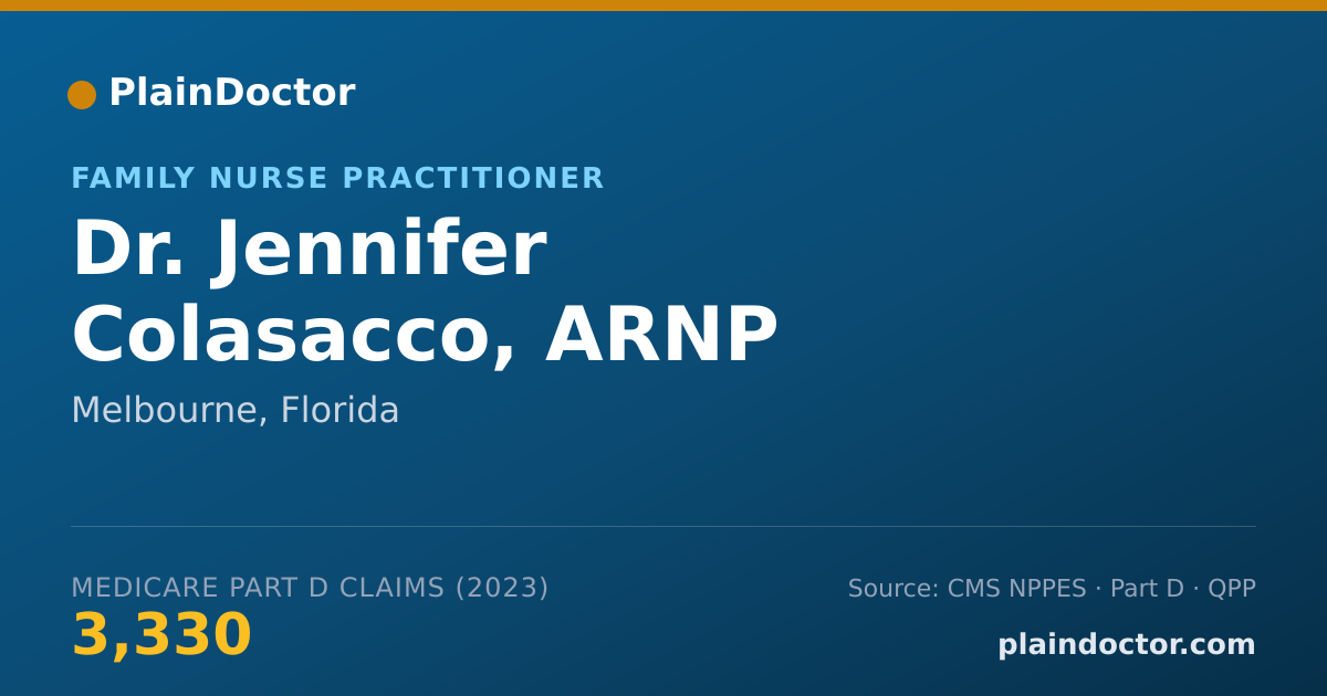 Shareable card for Jennifer Colasacco, ARNP - Family Nurse Practitioner, Melbourne, FL