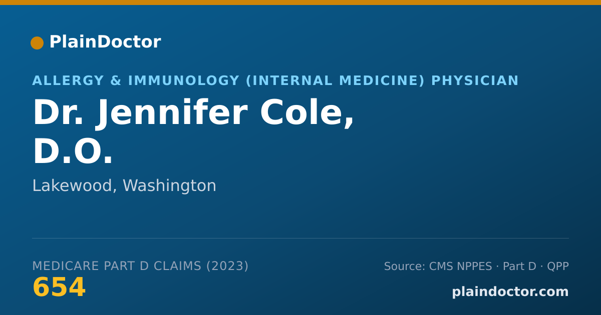 Shareable card for Jennifer Cole, D.O. - Allergy & Immunology (Internal Medicine) Physician, Lakewood, WA