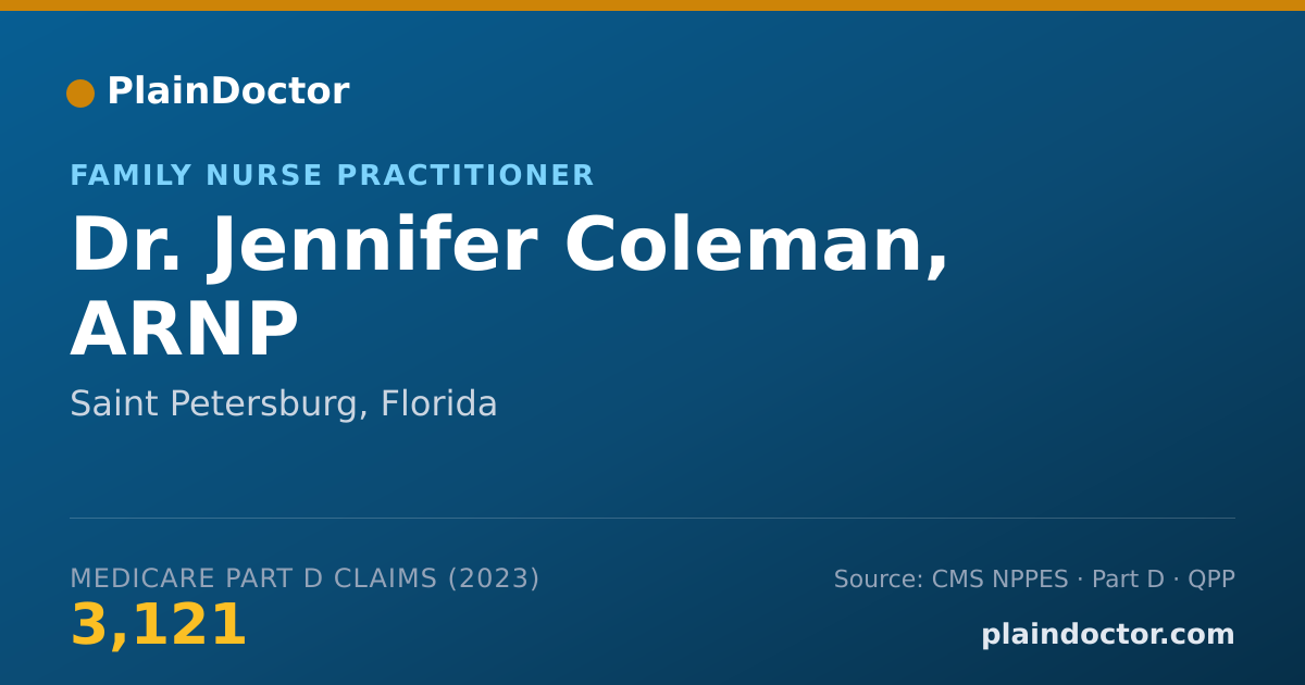 Shareable card for Jennifer Coleman, ARNP - Family Nurse Practitioner, Saint Petersburg, FL