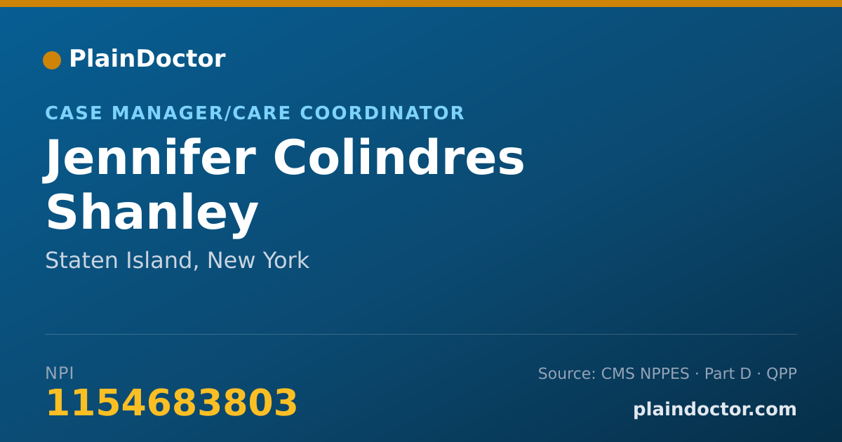 Shareable card for Jennifer Colindres Shanley - Case Manager/Care Coordinator, Staten Island, NY