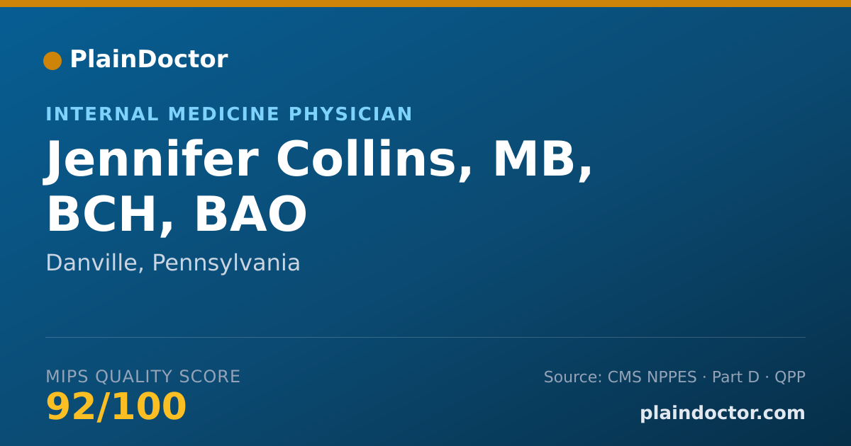 Shareable card for Jennifer Collins, MB, BCH, BAO - Internal Medicine Physician, Danville, PA