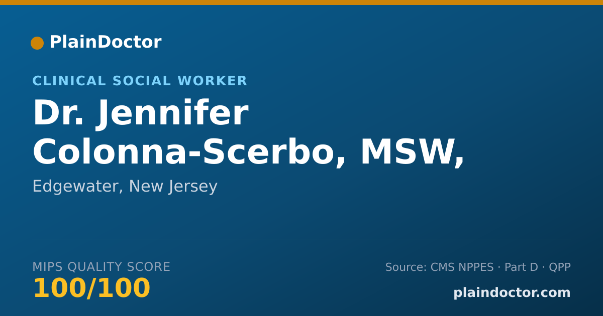 Shareable card for Jennifer Colonna-Scerbo, MSW, LCSW - Clinical Social Worker, Edgewater, NJ