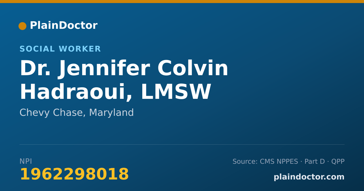 Shareable card for Jennifer Colvin Hadraoui, LMSW - Social Worker, Chevy Chase, MD