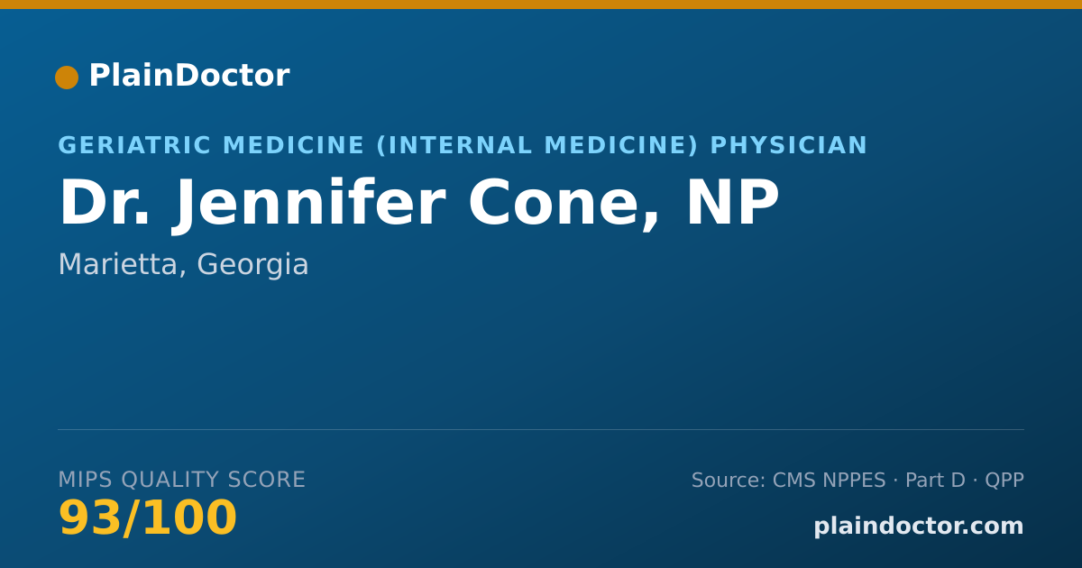 Shareable card for Jennifer Cone, NP - Geriatric Medicine (Internal Medicine) Physician, Marietta, GA