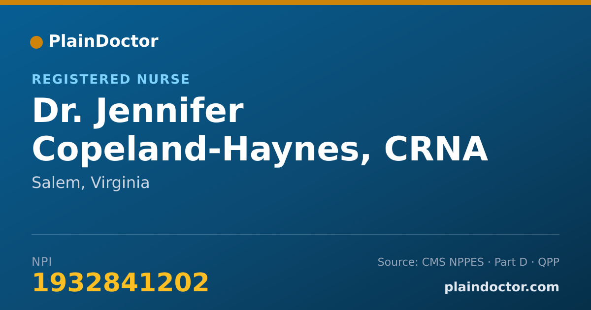 Shareable card for Jennifer Copeland-Haynes, CRNA - Registered Nurse, Salem, VA