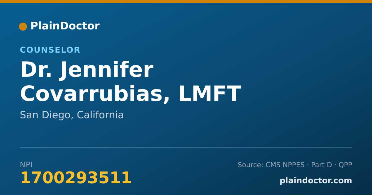 Shareable card for Jennifer Covarrubias, LMFT - Counselor, San Diego, CA