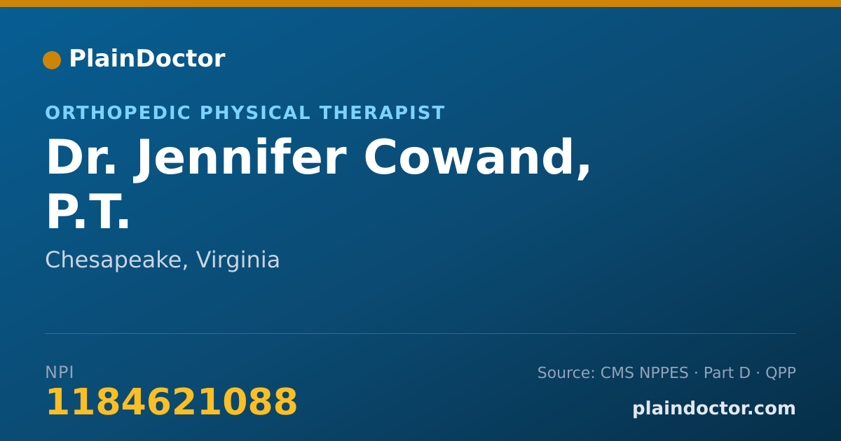 Shareable card for Jennifer Cowand, P.T. - Orthopedic Physical Therapist, Chesapeake, VA