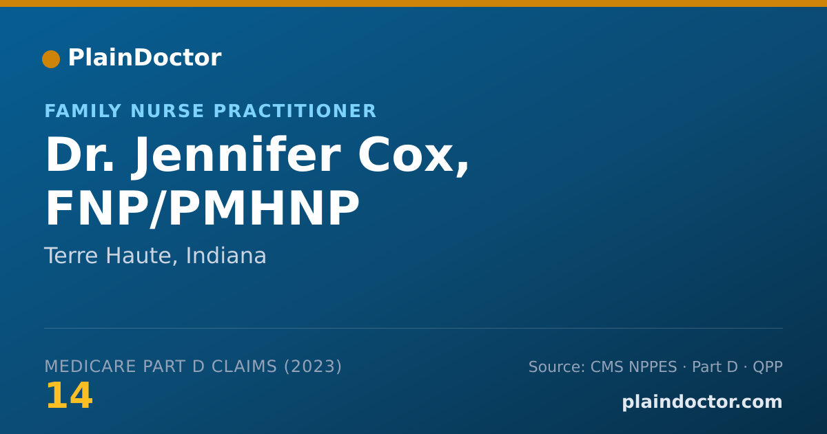 Shareable card for Jennifer Cox, FNP/PMHNP - Family Nurse Practitioner, Terre Haute, IN