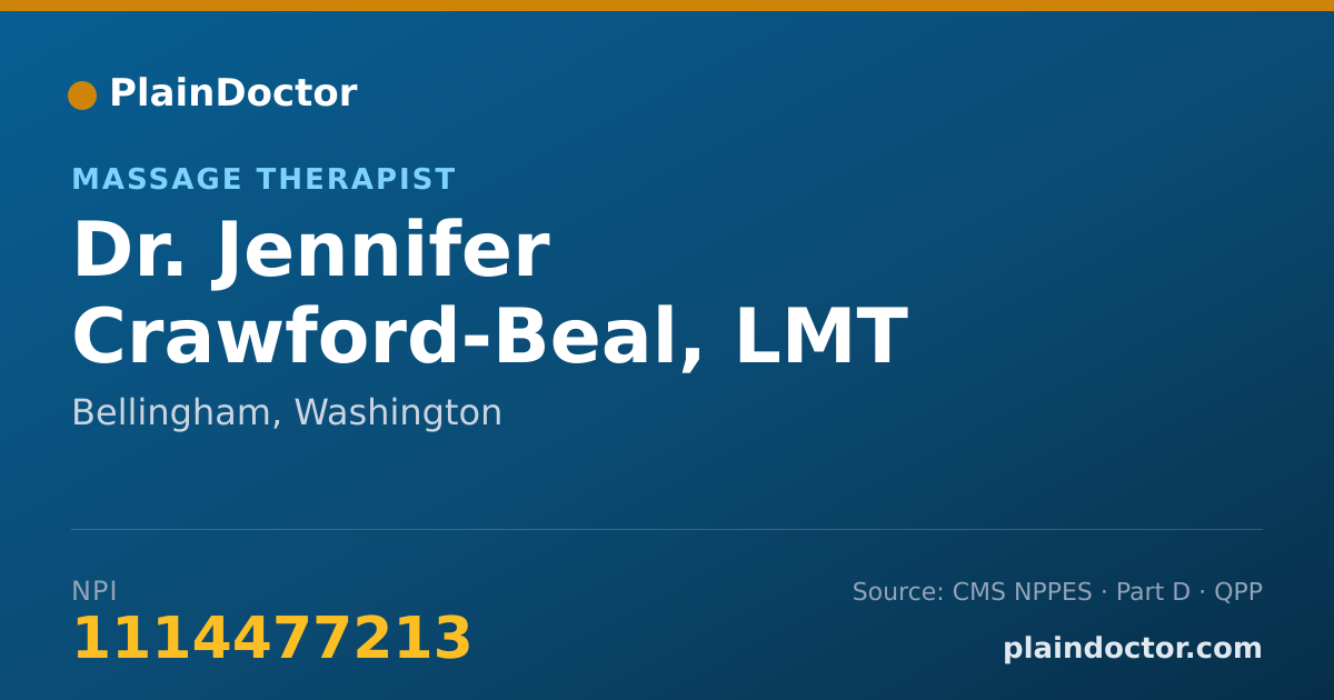 Shareable card for Jennifer Crawford-Beal, LMT - Massage Therapist, Bellingham, WA