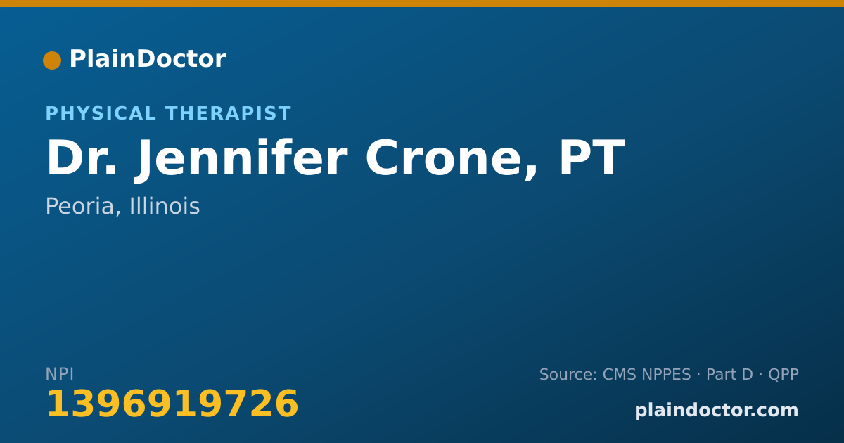 Shareable card for Jennifer Crone, PT - Physical Therapist, Peoria, IL