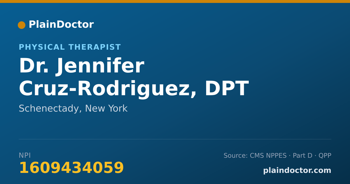 Shareable card for Jennifer Cruz-Rodriguez, DPT - Physical Therapist, Schenectady, NY