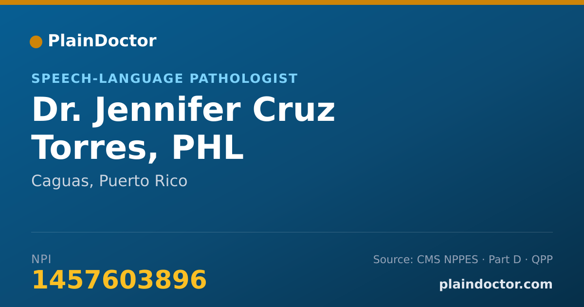 Shareable card for Jennifer Cruz Torres, PHL - Speech-Language Pathologist, Caguas, PR
