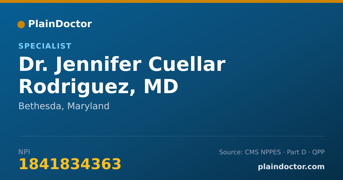 Shareable card for Jennifer Cuellar Rodriguez, MD - Specialist, Bethesda, MD
