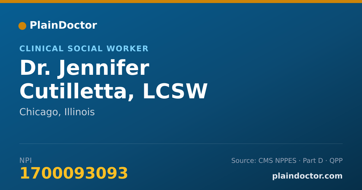 Shareable card for Jennifer Cutilletta, LCSW - Clinical Social Worker, Chicago, IL