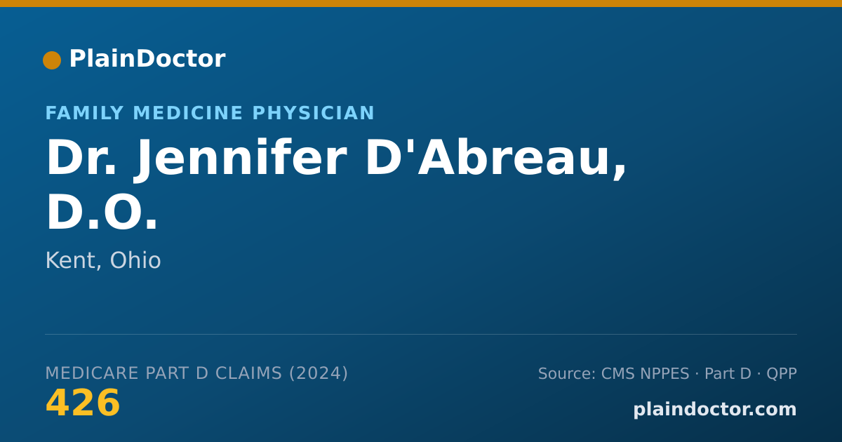 Shareable card for Jennifer D'Abreau, D.O. - Family Medicine Physician, Kent, OH