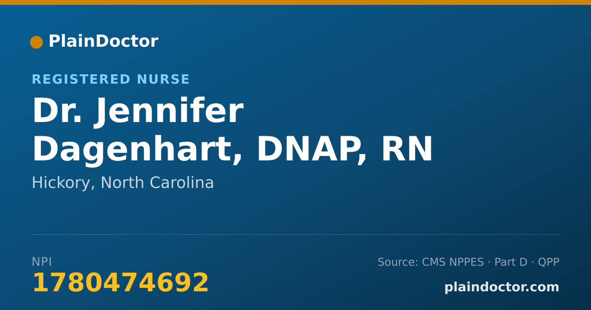 Shareable card for Jennifer Dagenhart, DNAP, RN - Registered Nurse, Hickory, NC