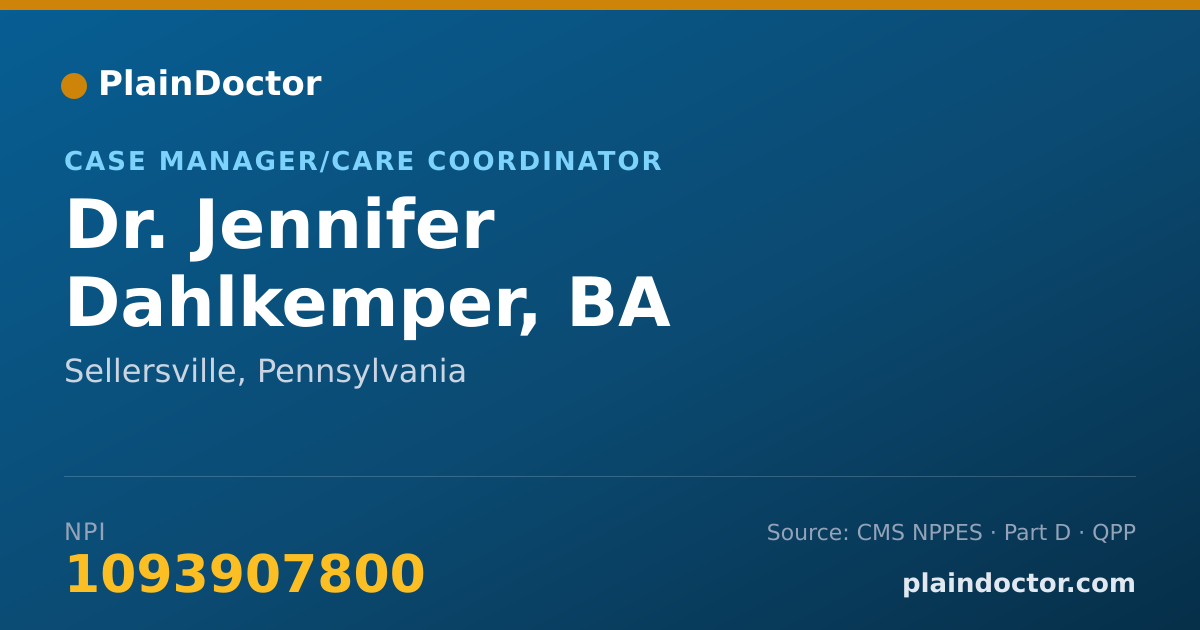 Shareable card for Jennifer Dahlkemper, BA - Case Manager/Care Coordinator, Sellersville, PA