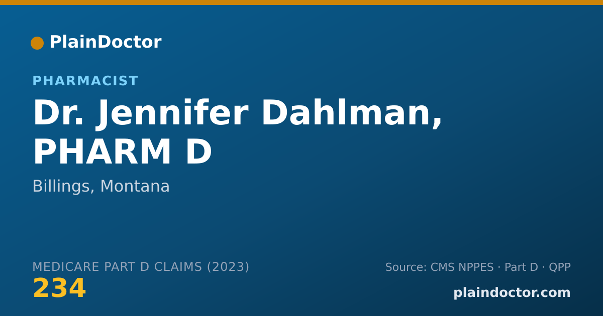 Shareable card for Jennifer Dahlman, PHARM D - Pharmacist, Billings, MT