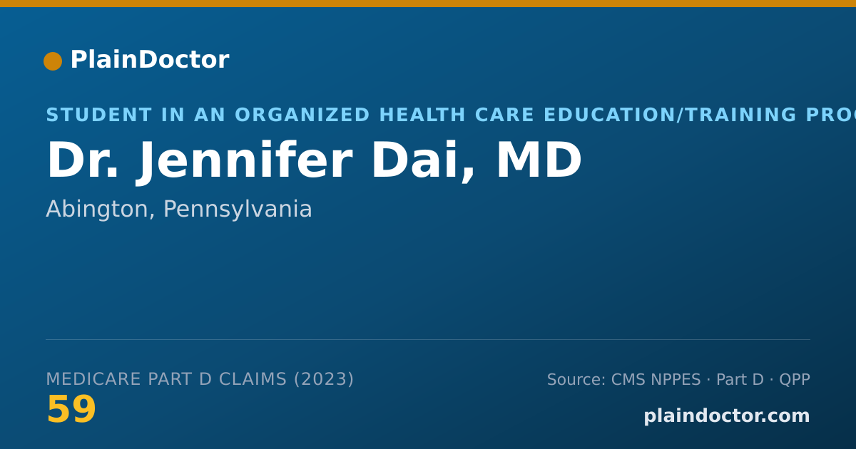 Shareable card for Jennifer Dai, MD - Student in an Organized Health Care Education/Training Program, Abington, PA