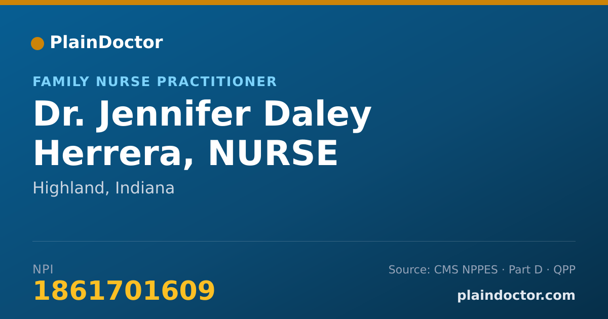 Shareable card for Jennifer Daley Herrera, NURSE PRACTIONER - Family Nurse Practitioner, Highland, IN