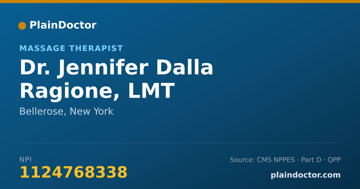 Shareable card for Jennifer Dalla Ragione, LMT - Massage Therapist, Bellerose, NY