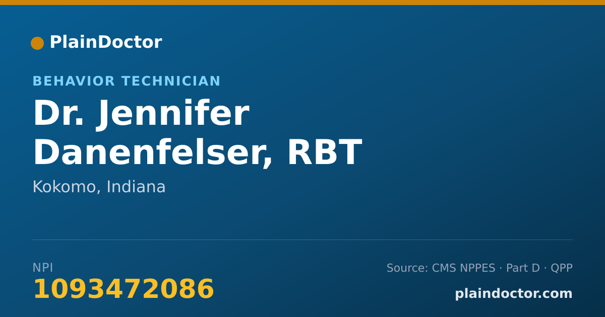 Shareable card for Jennifer Danenfelser, RBT - Behavior Technician, Kokomo, IN